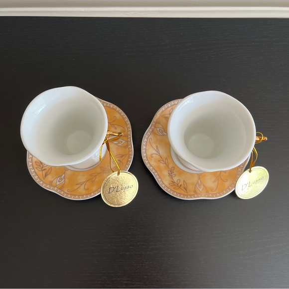 D Lusso Designs 4 Pc Home Collection Demitasse Espresso Cups Saucers - Picture 2 of 10